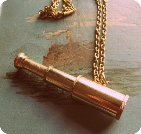 HELLO SAILOR Working brass telescope pendant necklace