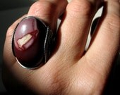 Stone Statement Ring, Red Pink Jasper Stone, Oxidized Silver, Eco Friendly, Green, OOAK Gift, Silver Stone Ring, Hard Candy Gems, Wire Ring