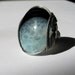 Agate Geode Ring, Crystal Stone, Light Aqua Blue & Black, Oxidized Sterling Silver, Night Surf