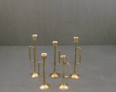 5 Brass Bugles Candlesticks