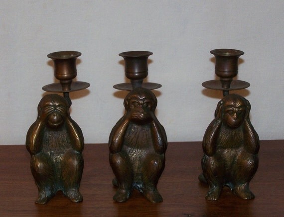 Brass Monkey Candle Holders by DJandPvintage on Etsy
