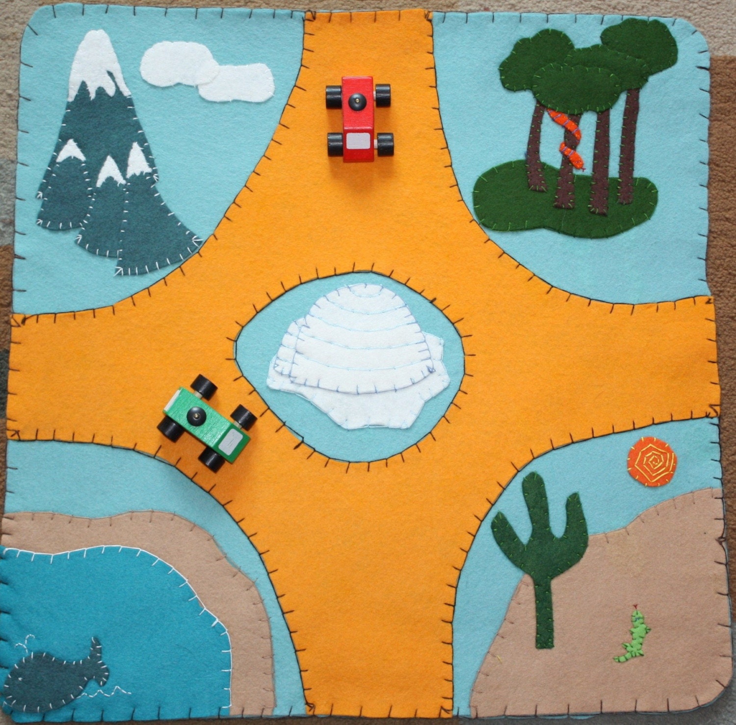 wool felt playmat - around the world