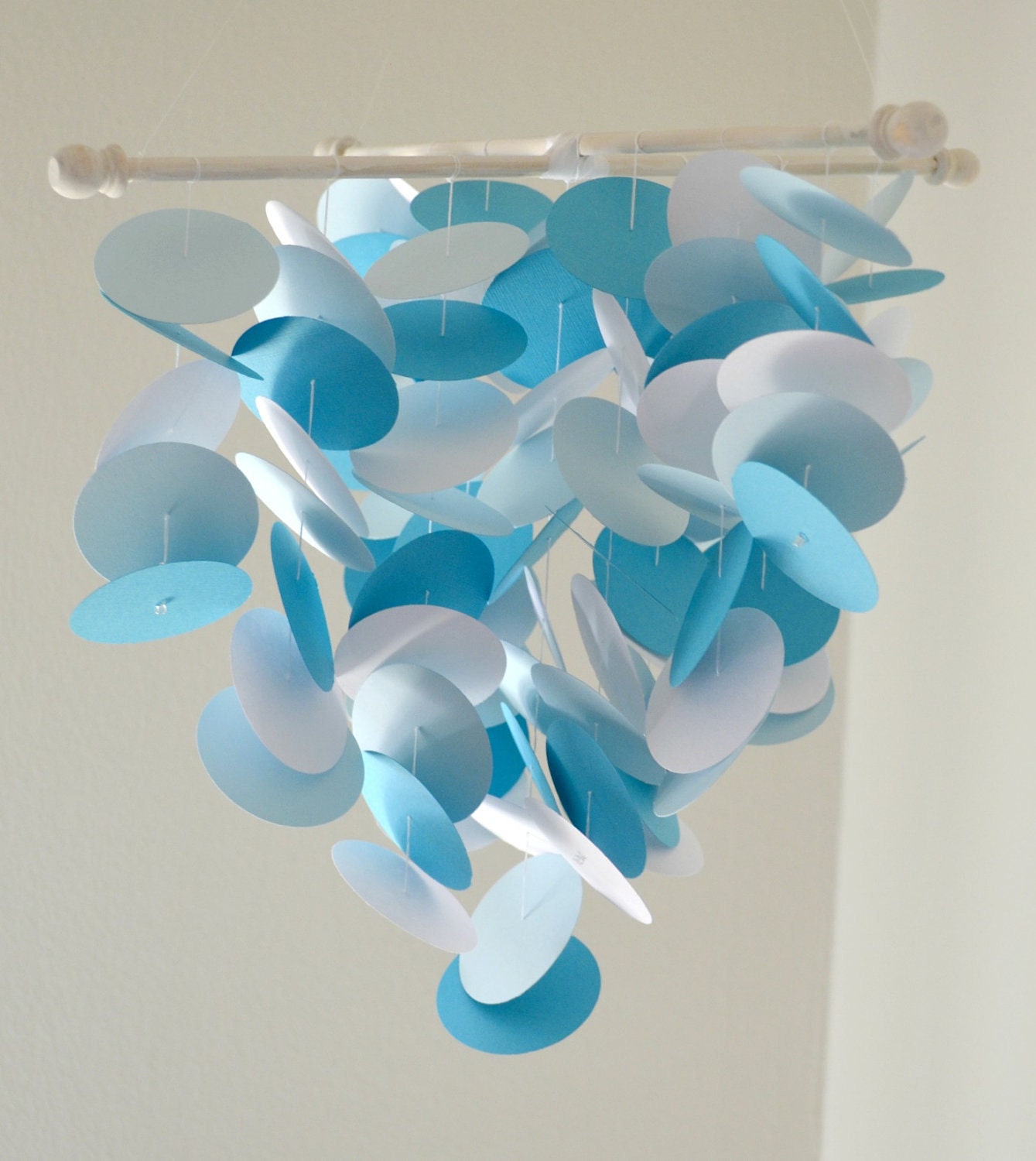 Aqua, Ice Blue and White Handmade Baby Mobile - Small