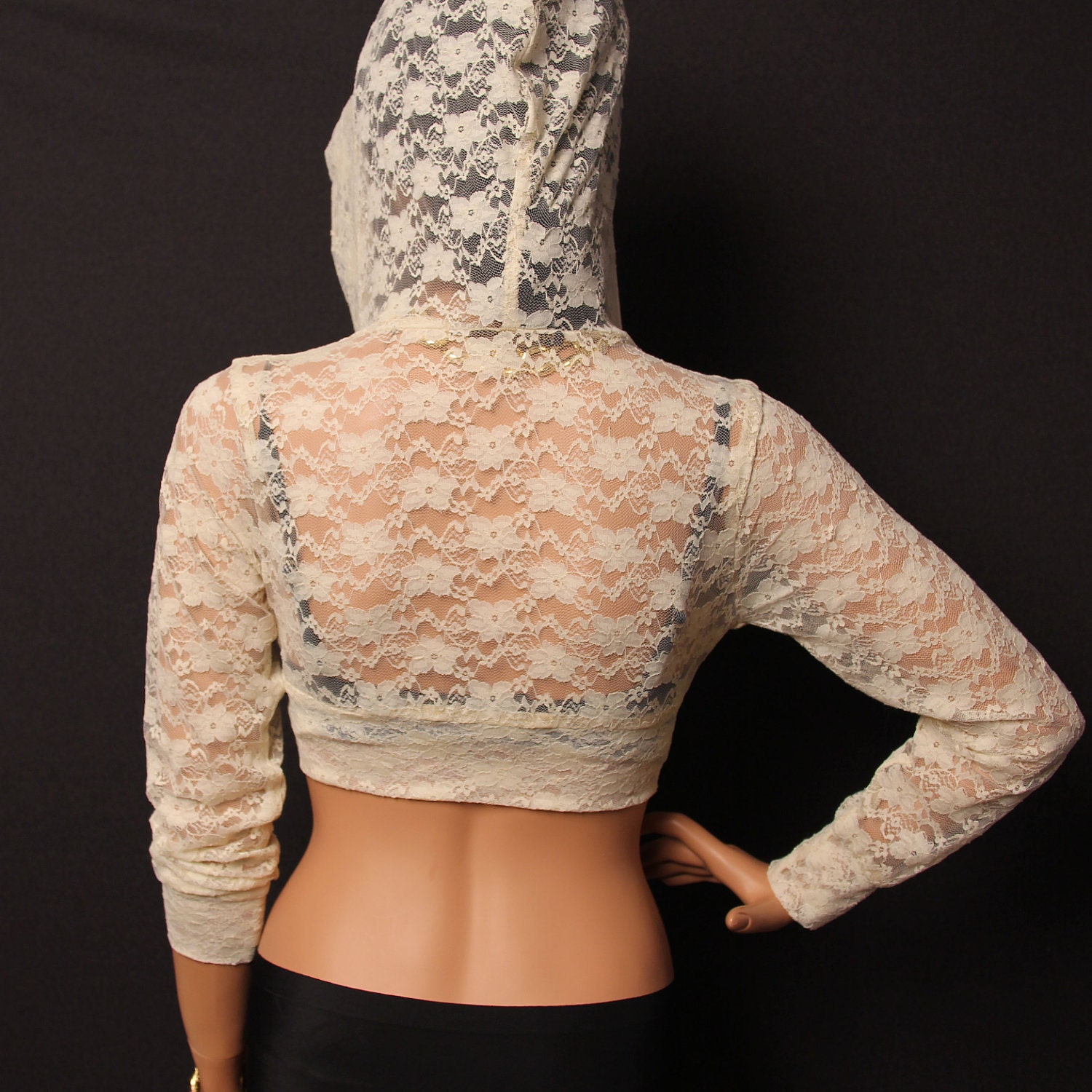 Wrap Top / lace crop top / black/ white /ivory HWL-IV