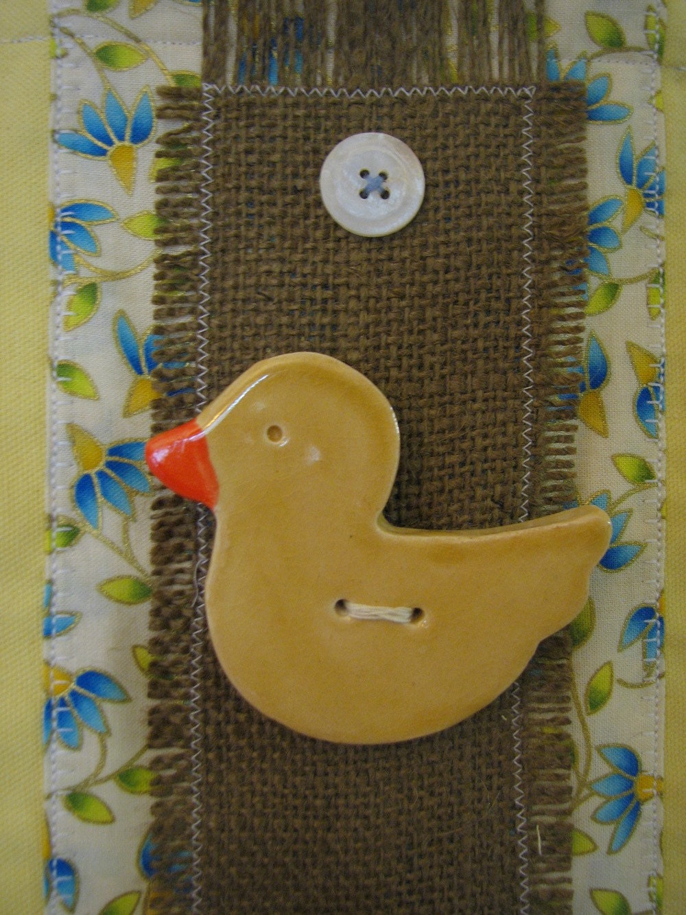 Nursery Wall Hanging 3 Yellow Ducks Fiber Art Wall Hanging