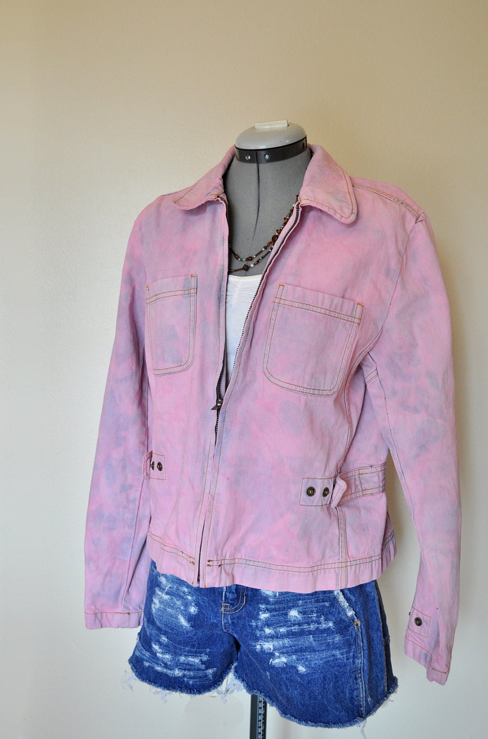 pastel colour denim jacket