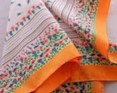 Bright Neon Floral Scarf, Designer Kayser, Yellow Border with Tiny Spring Flower Print
