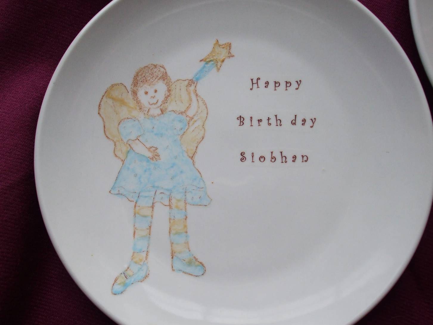 Happy Birthday Plate, Little girl birthday plate, personalized birthday plate, fairy plate, dish, colors you choose, dish