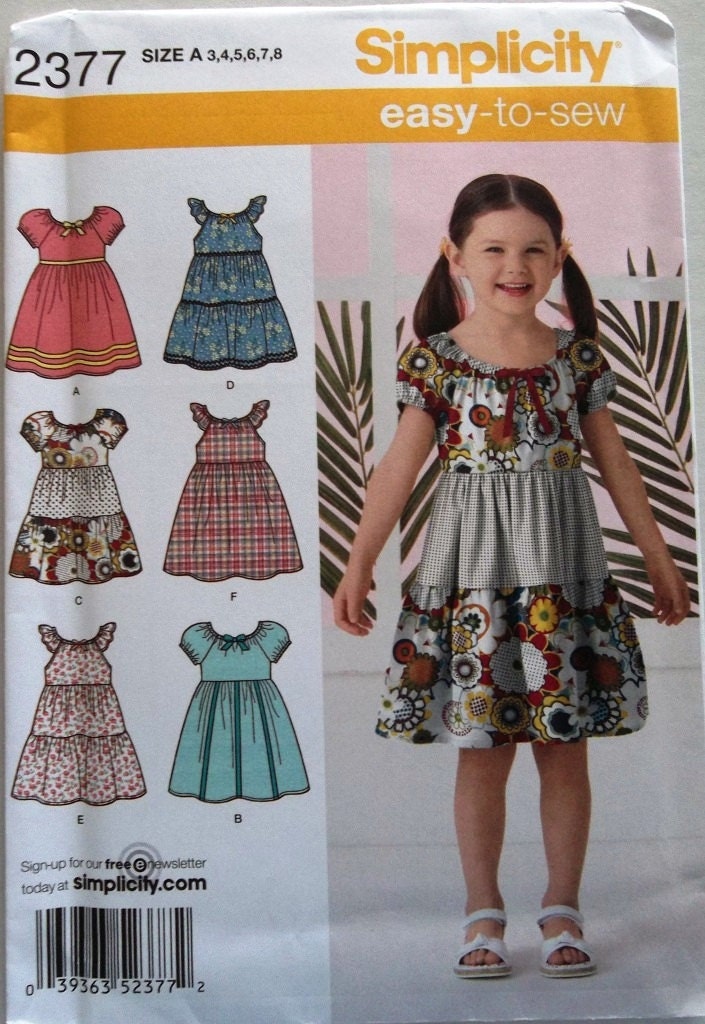 Girls Dress Easy to Sew Sz 3 to 8 Simplicity 2377 uncut sewing pattern