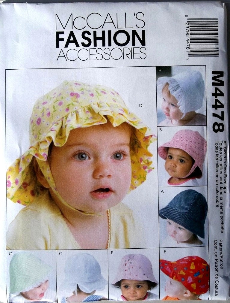 Infant Hats for Girls & Boys McCalls 4478 uncut pattern