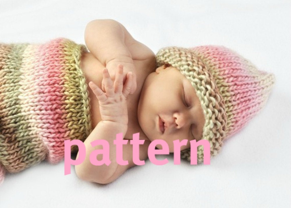 Newborn Cocoon KNITTING PATTERN and Matching Hat, Baby Photography Prop, Sell What You Make, Instant Download