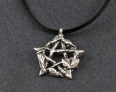 Pentacle Sterling Silver Persephone's Pentacle on Black Satin Cord