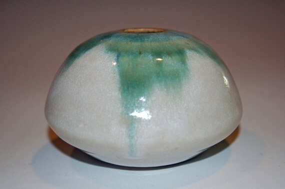 Pottery Vase with Green and Buttermilk Glazes