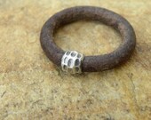 Sterling Silver Leather Ring Urban Modern