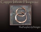 Copper Infinite Hoops, 18g, Med., Handforged by ThePurpleLilyDesigns