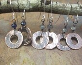 Stonewashed, Antiqued Copper, Gemstone, and Sterling Silver, Earrings, ThePurpleLilyDesigns