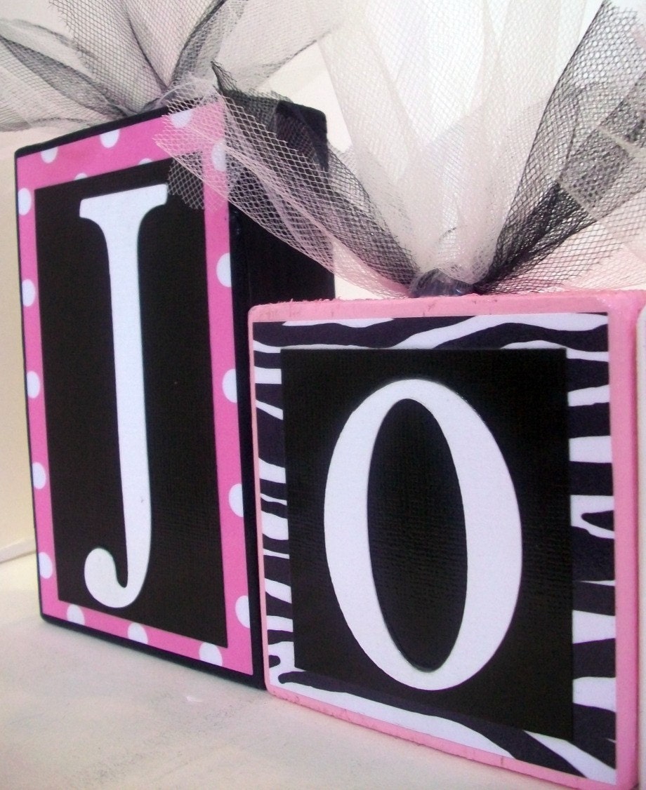 Custom order for lorena90744- Jordana Collection Name Blocks - Polka dots, zebra print and pink blocks - Light pink, black and white -baby, gift, girl, birthday decoration, party, photo shoots