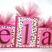 Custom order for Lauren- Leopard Print with Hot pink Name Blocks - Nursery decor - Baby shower- Kids room- Birthday Party decor