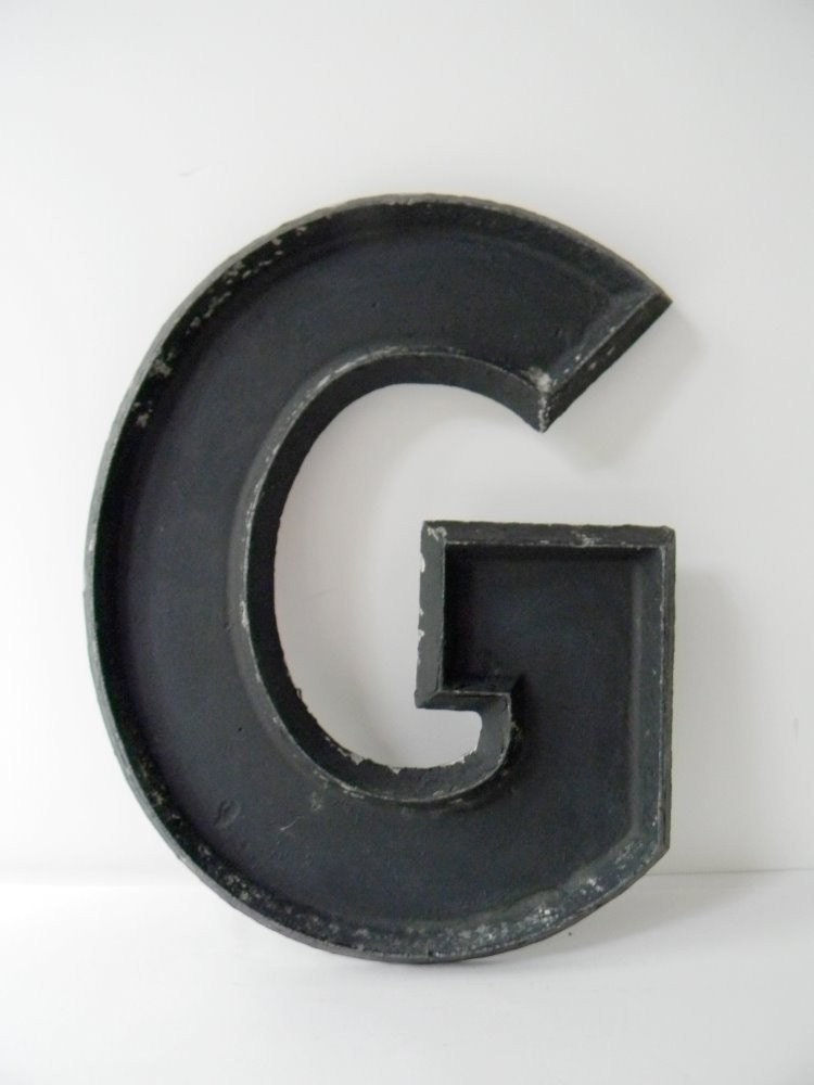 SALE Big Vintage Black Metal Letter G by CIVILIZEDMODERN on Etsy