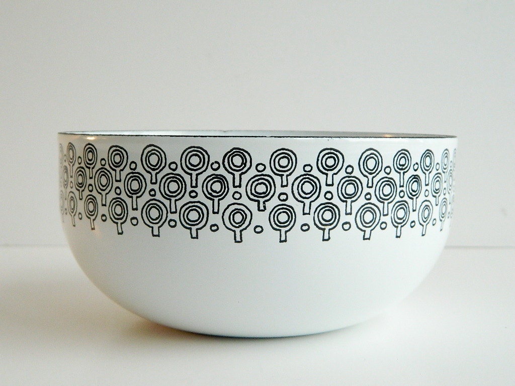 Mod black and white Enamel VEFA Bowl Merrill Ames