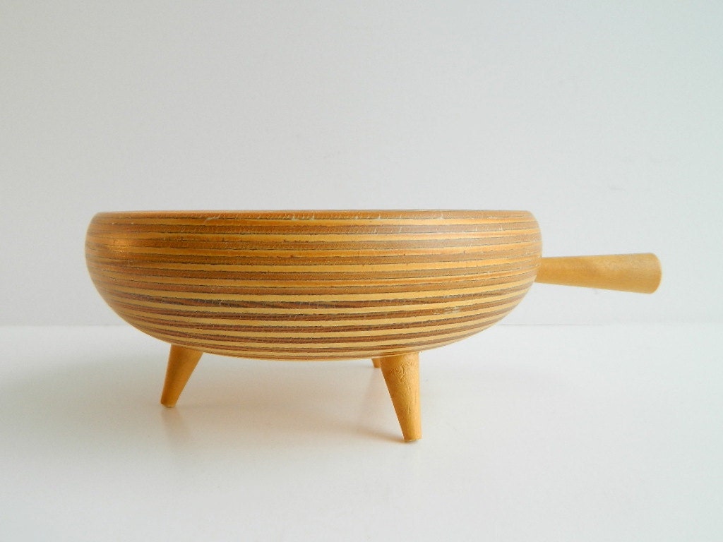 Scandinavian wood tripod bowl by Paavo Asikainen