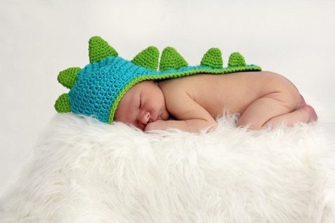 Newborn Baby Dinosaur Crochet Hat With Tail Photo Prop Custom Made to Order