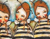 busy bees-large print from Original Mixed media painting - PBsArtStudio