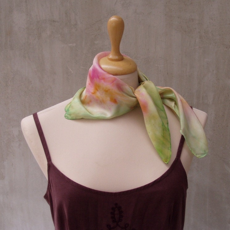 Garden in April - fashion hand painted silk shawl or headband