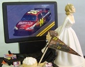 NASCAR 'couch potato' GROOM. Perfect Customized Wedding Cake Topper