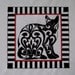 Queen Damask Cat Embroidery Quilt Block