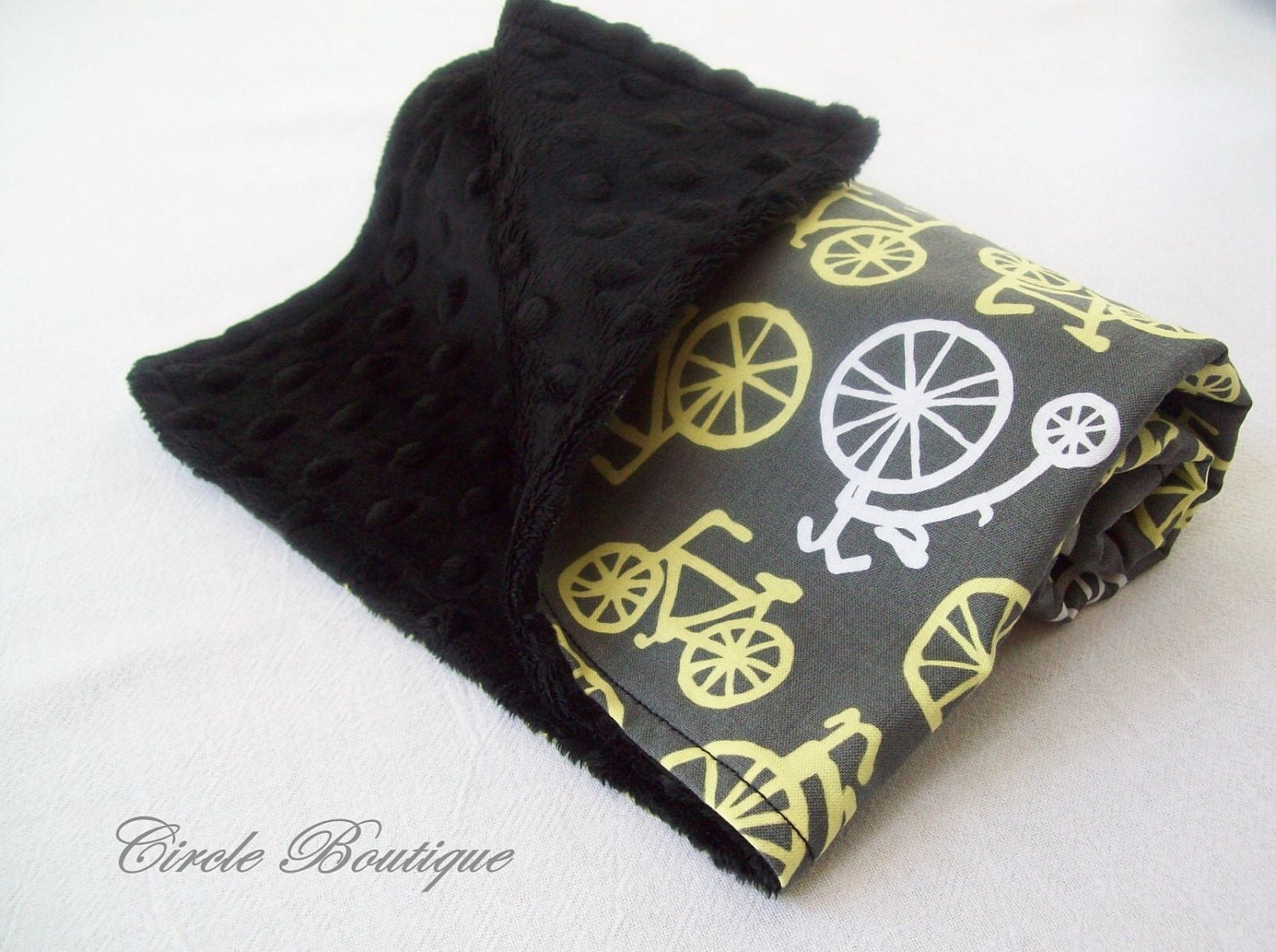 Bicycles Lovey Security Blanket with Minky / Michael Miller
