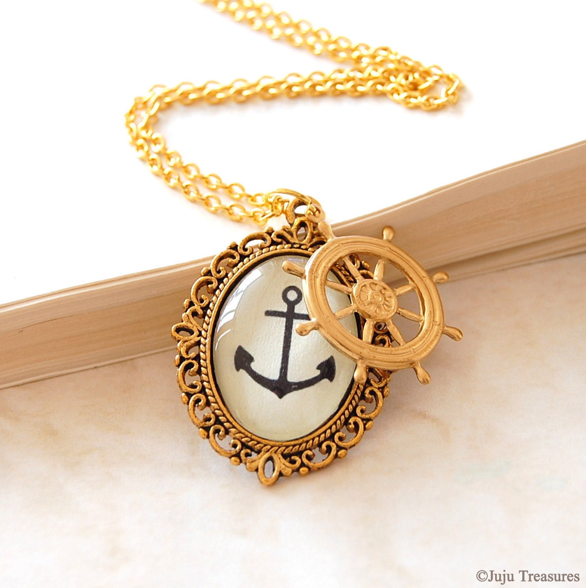 Anchor Necklace. Gold Nautical Necklace. Anchor Jewelry.