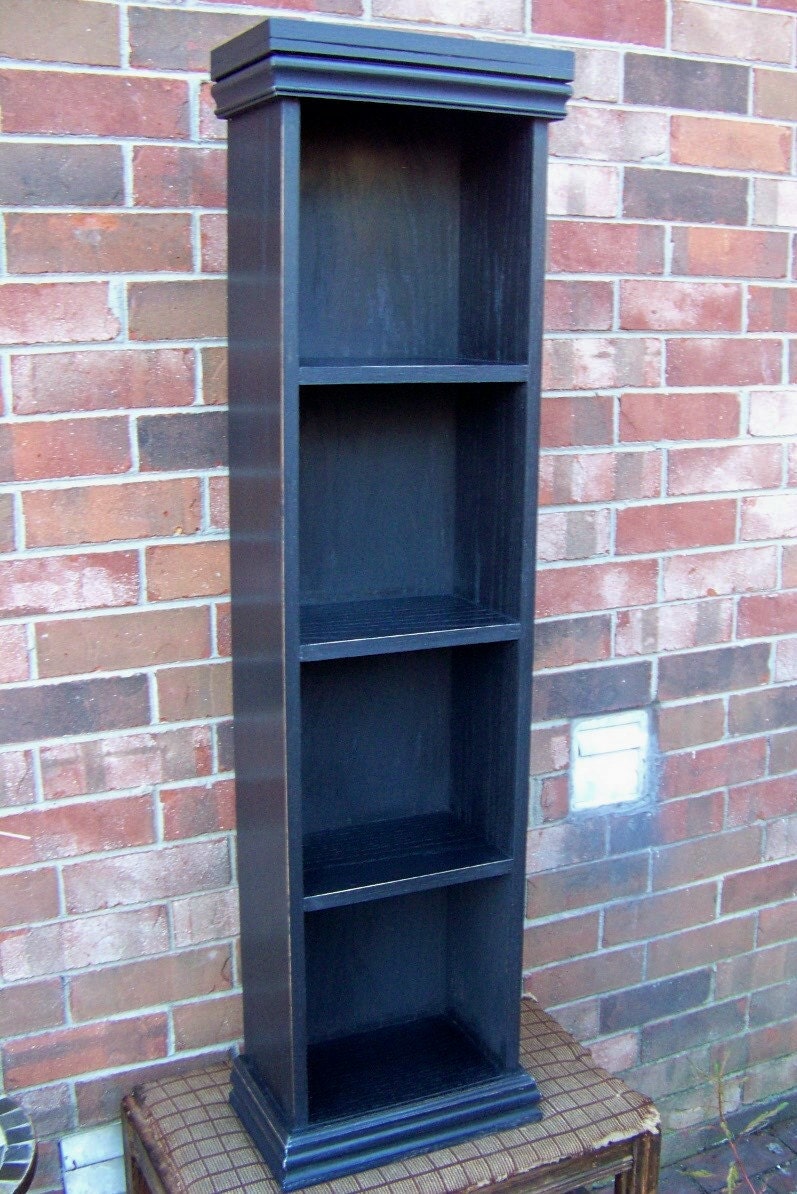 Distressed Solid Oak Wood Bookcase DVD Display Cabinet Shelf