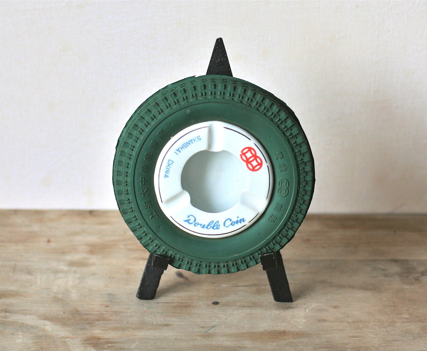 Vintage  Double Coin Rubber Tire  Double Coin Ashtray Shanghai China Scarce