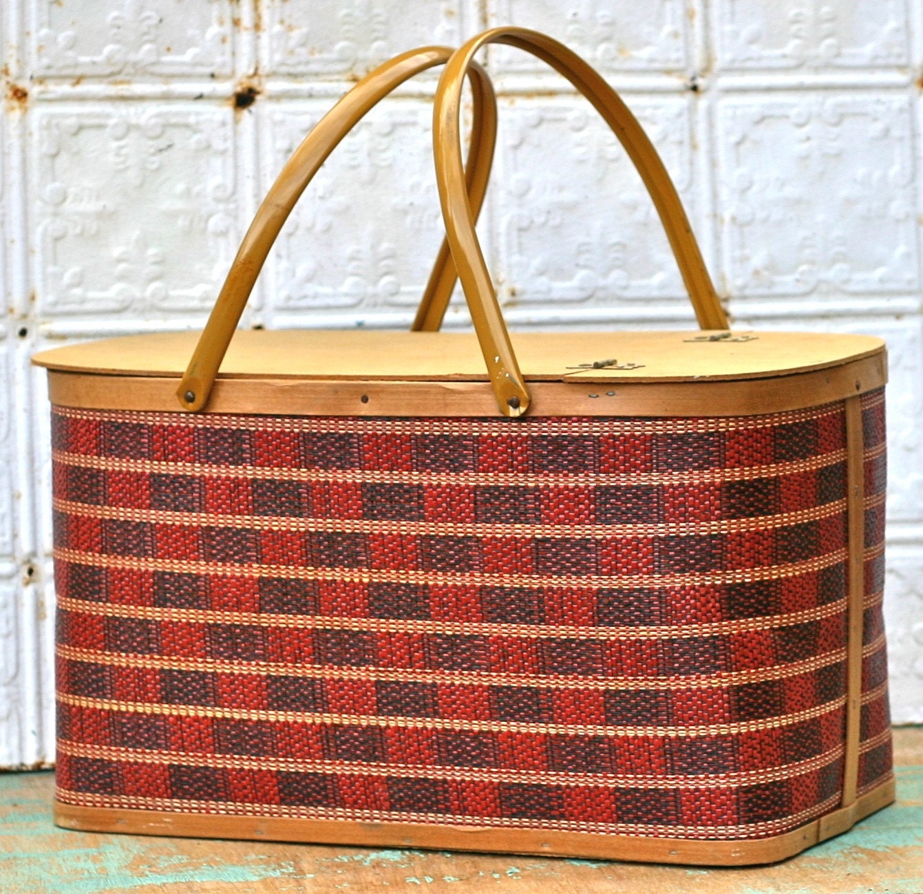 Vintage Burlington Banquet Picnic Basket With Box And by ivorybird