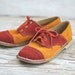 Vintage Suede Saddle Shoes Bowling Tangerine And Brick Red Funky Old School