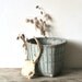 Vintage Basket Grayish Aqua Metallic Woven Rattan Cottage Chic