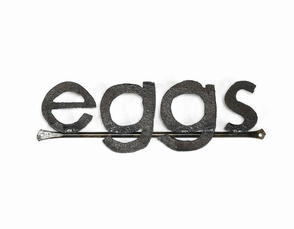Metal Typography Eggs Word Sign