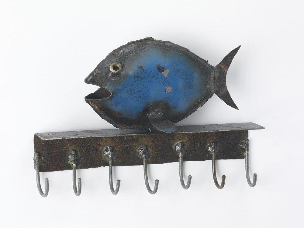 Butcher Hooks Reclaimed Farm Machinery Blue Fish