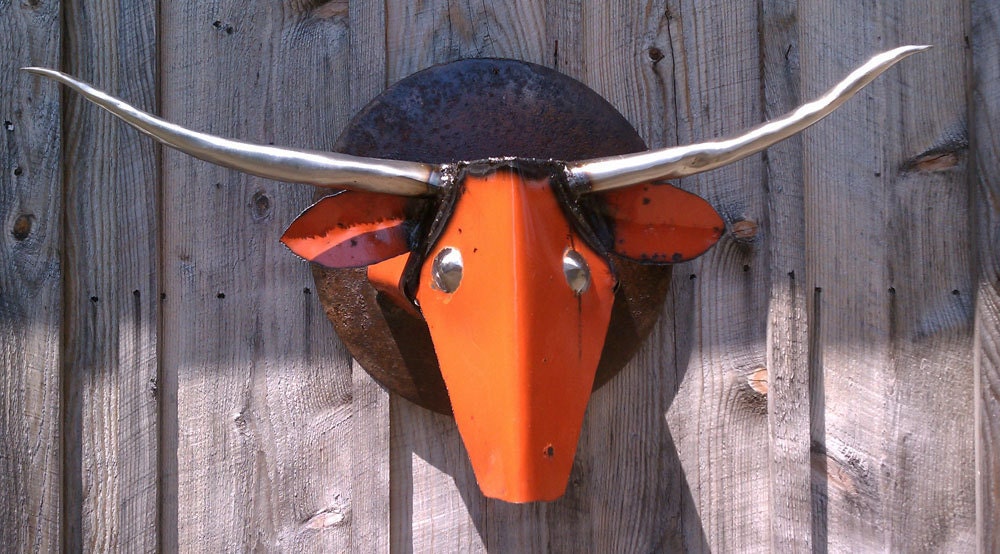 Art Metal Wall Sculpture Longhorn Steer