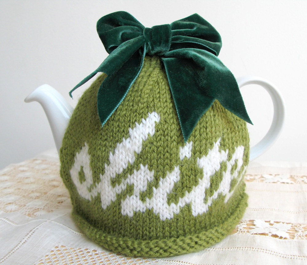 SALE - Rude "shite" green wool tea cosy
