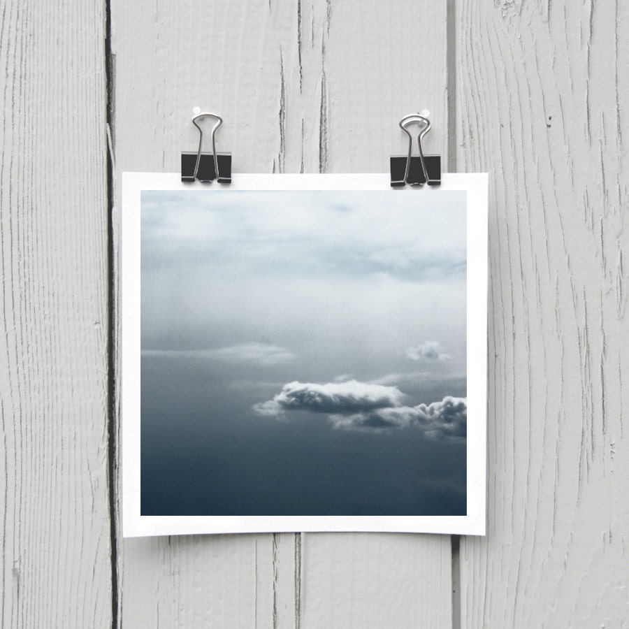 Open edition 5 x 5 fine art Hahnemuhle watercolor photograph (clouds 007) navy blue midnight sky home decor