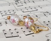 Amber Rose Earrings, Amber Earrings, Beaded Earrings, Flower Earrings, Lampwork Earrings