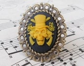 Zombie Ring, Guns and Roses Ring, Black and Yellow, Skull Ring, Cameo Ring