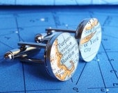 SALE - custom vintage map cufflinks with gift box - featured in Martha Stewart Weddings