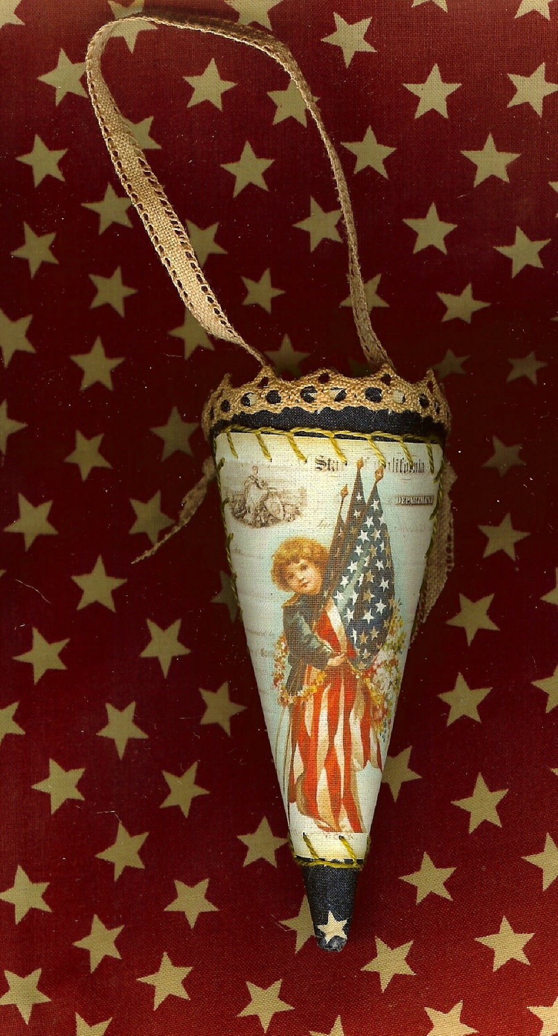 Patriotic Boy with Flags 4th of July Candy Cone Tussie Mussie Small