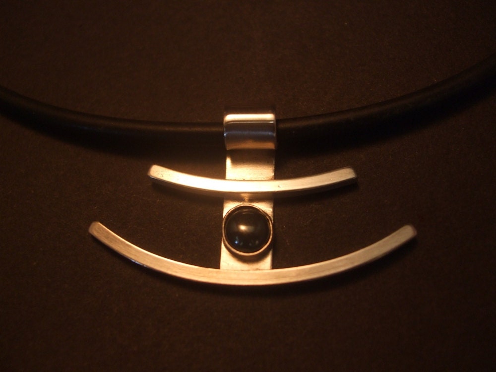 One of a kind sterling silver and hematine  pendant. FREE SHIPPING WORLDWIDE