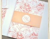 Wedding Invitation Sample, Peonies Design
