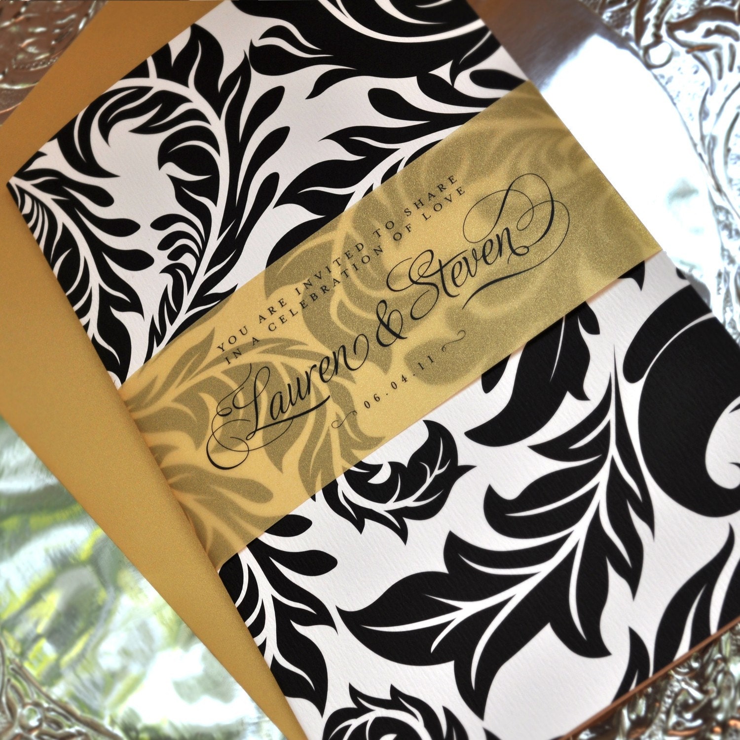 Black & White Flourish Wedding Invitation