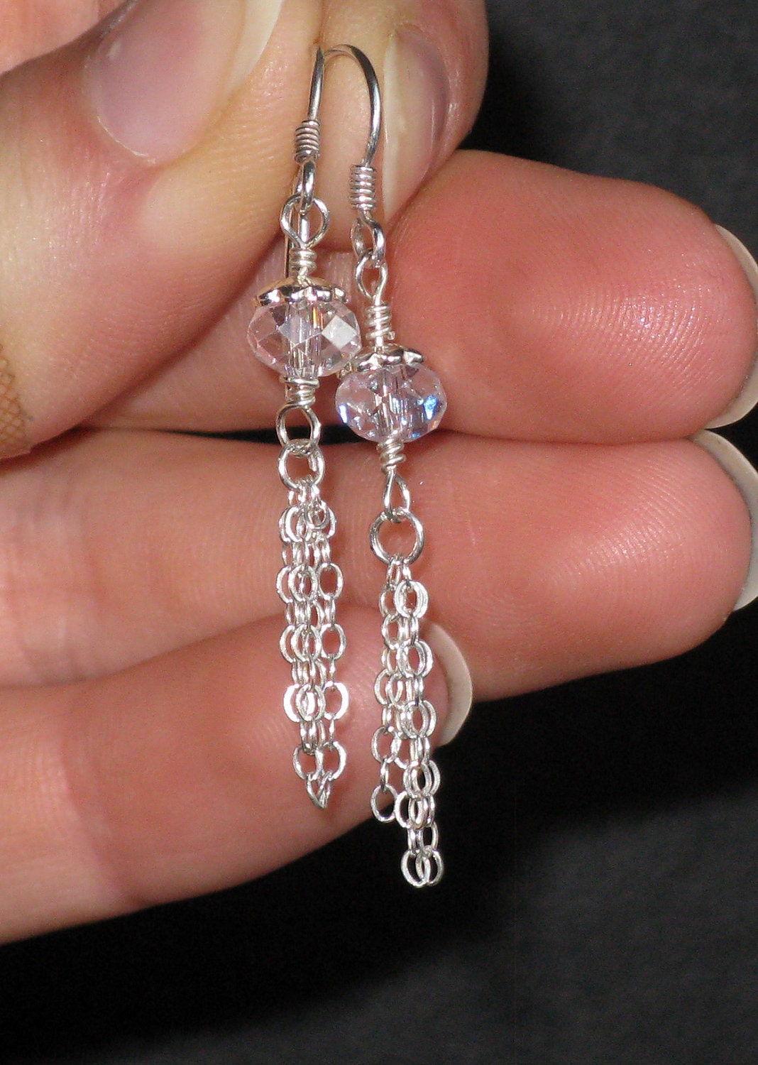 Swarovski Crystal Dangles on Sterling Silver, Lightweight Jewelry